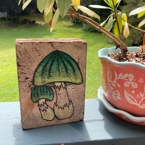 Hand painted mushroom blocks